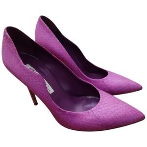 Brian Atwood Fuschia Purple Besame Snake Skin Pumps 38.5